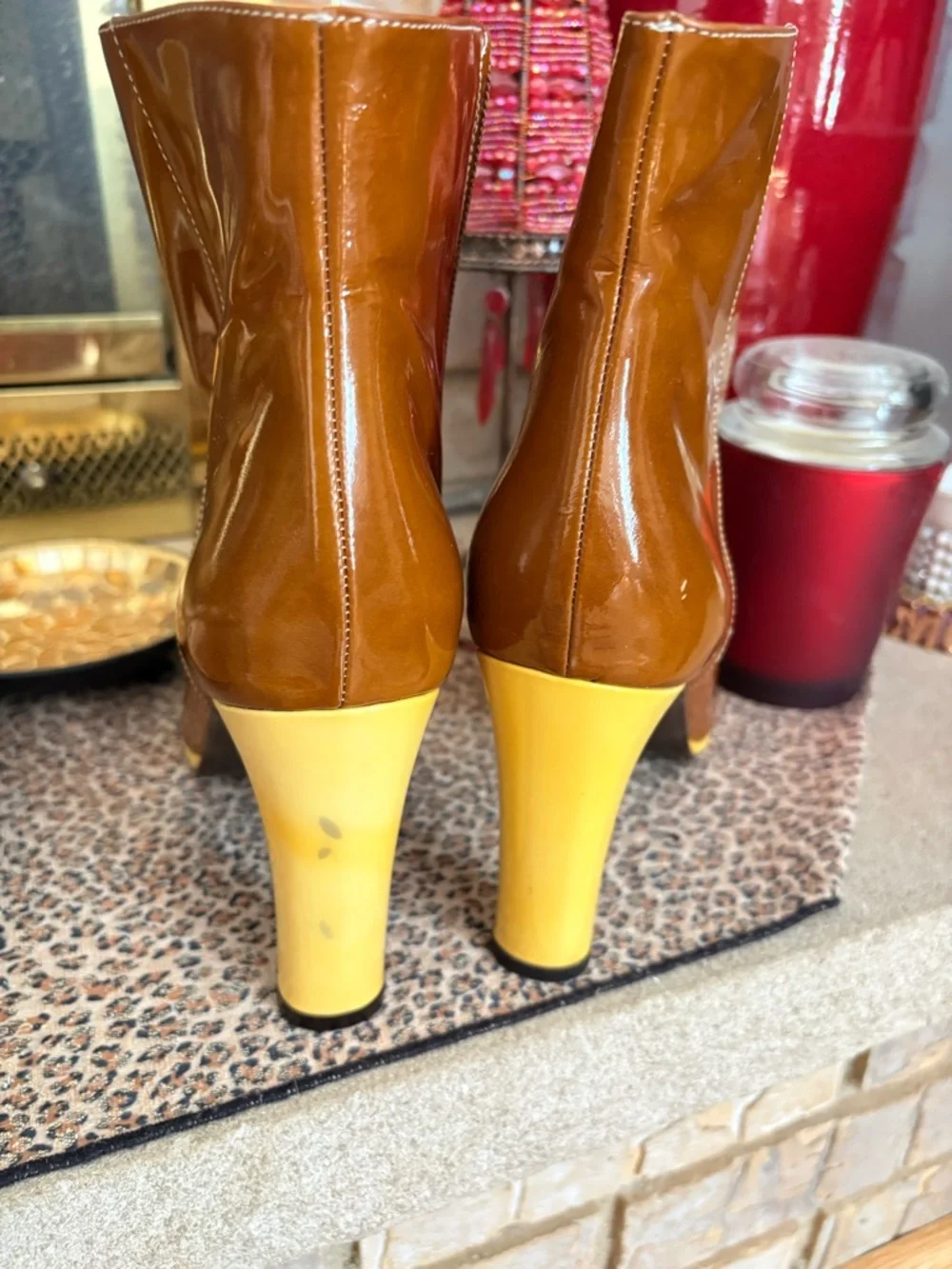 Via Spiga: Designer booties.  Carmel color with pale yellow heels! - Picture 8 of 15